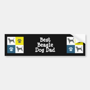Beagle Hound Dog&Paw Y&B Grid Best Dad Bumpersticker