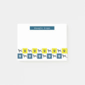 Beagle Hound Dog & Paw Yellow & Blue Grid Post-it® Notes (Voorkant)