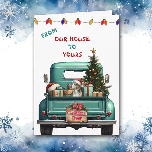 Beagle Hound Dog Retro Boerderij Truck Kerst Kaart