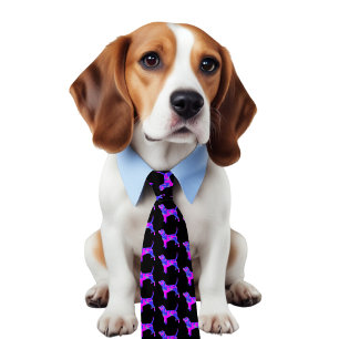 Beagle Hound Dog rose et bleu Silhouette Cravate n