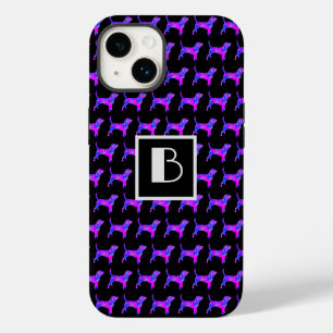 Beagle Hound Dog Roze Blu Silhouet Mono Zwart Case-Mate iPhone 14 Hoesje