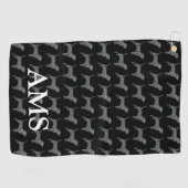 Beagle Hound Dog Schattige Silhouette Y&B Grid Zwa Golfhanddoek (Horizontaal)