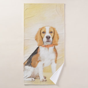 Beagle Hound Dog Schilderij Originele dierlijke ku Bad Handdoek