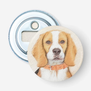 Beagle Hound Dog Schilderij Originele dierlijke ku Button Flesopener