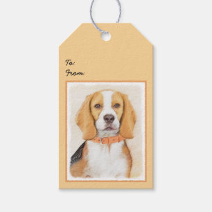 Beagle Hound Dog Schilderij Originele dierlijke ku Cadeaulabel