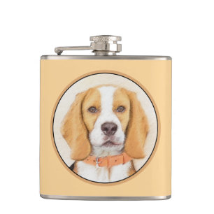 Beagle Hound Dog Schilderij Originele dierlijke ku Heupfles