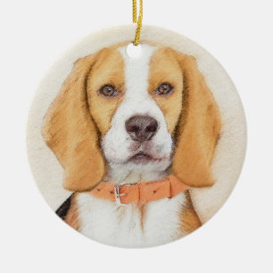 Beagle Hound Dog Schilderij Originele dierlijke ku Keramisch Ornament