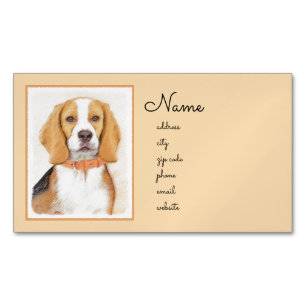Beagle Hound Dog Schilderij Originele dierlijke ku Magnetisch Visitekaartje