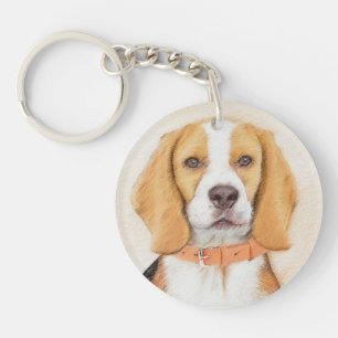 Beagle Hound Dog Schilderij Originele dierlijke ku Sleutelhanger