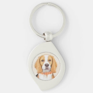 Beagle Hound Dog Schilderij Originele dierlijke ku Sleutelhanger
