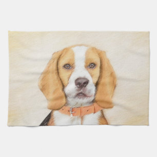 Beagle Hound Dog Schilderij Originele dierlijke ku Theedoek