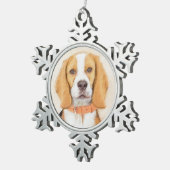 Beagle Hound Dog Schilderij Originele dierlijke ku Tin Sneeuwvlok Ornament (Rechts)