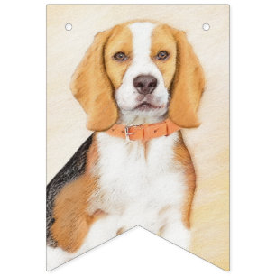Beagle Hound Dog Schilderij Originele dierlijke ku Vlaggetjes