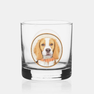 Beagle Hound Dog Schilderij Originele dierlijke ku Whisky Glas