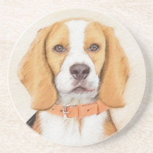 Beagle Hound Dog Schilderij Originele dierlijke ku Zandsteen Onderzetter