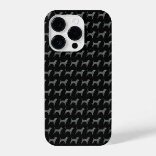 Beagle Hound Dog Silhouet Geel Zwart Raster iPhone 14 Plus Hoesje