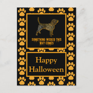 Beagle Hound Dog Silhouet Halloween Sinaasappel Briefkaart