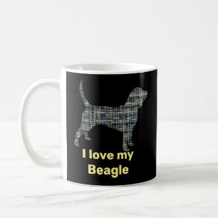 Beagle Hound Hond Geel & Zwart Raster Lijn Koffiemok