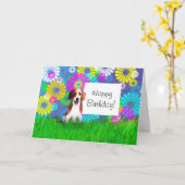 Beagle Hound Hond Happy Birthday Kaart (Gele Bloem)