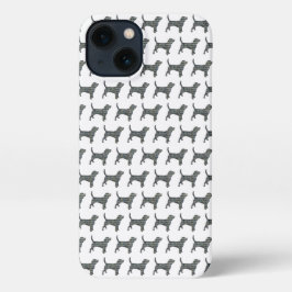 Beagle Hound Hond Schattig Silhouet Raster Wit iPhone 13 Hoesje