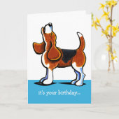 Beagle Howling Funny Birthday Kaart (Gele Bloem)