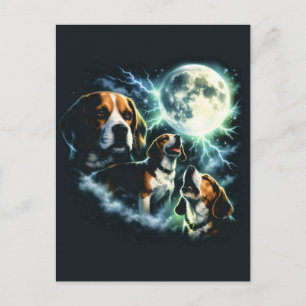 Beagle Huilt naar de Maan – Jachthond Nacht Briefkaart