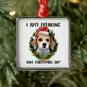 Beagle, ik ben gewoon dol op Kerstmis. Metalen Ornament