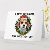 Beagle Ik hou gewoon van Kerst Oké Kerstmis Kaart (Gele Bloem)