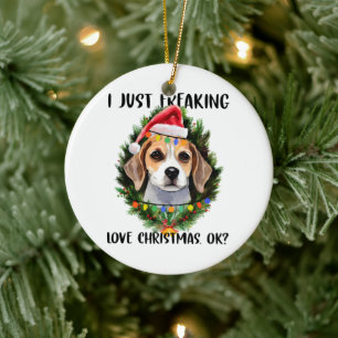Beagle Ik hou gewoon van Kerstmis Oké Kerstmis Keramisch Ornament