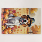 Beagle in Autumn verlaat Thanksgiving Legpuzzel (Horizontaal)