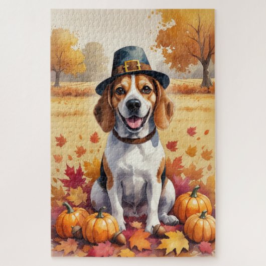 Beagle in Autumn verlaat Thanksgiving Legpuzzel (Verticaal)