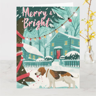 Beagle in de sneeuw Kerstmis Kaart