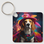 Beagle in een gevederd Pet Sleutelhanger (Voorkant)