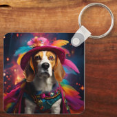 Beagle in een gevederd Pet Sleutelhanger (Achterkant)