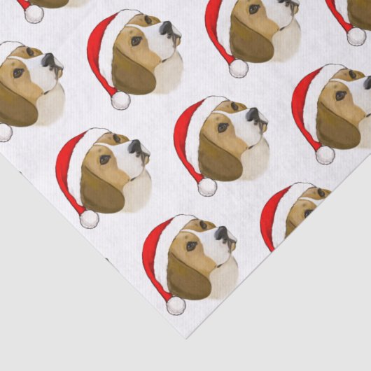 Beagle in een kerstman tissuepapier (Detail)