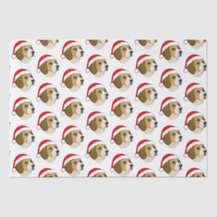 Beagle in een kerstman tissuepapier