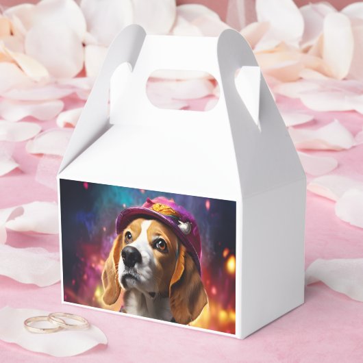 Beagle in een roze Pet Bedankdoosjes (Huwelijk)