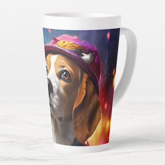 Beagle in een roze Pet Latte Mok (Rechterhoek)