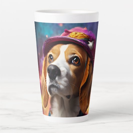 Beagle in een roze Pet Latte Mok (Voorkant)
