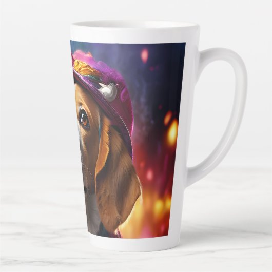 Beagle in een roze Pet Latte Mok (Rechts)