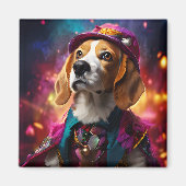 Beagle in een roze Pet Magneet (Voorkant)