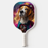 Beagle in een roze Pet Pickleball Paddle (Voorkant)