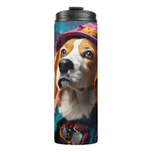 Beagle in een roze Pet Thermosbeker