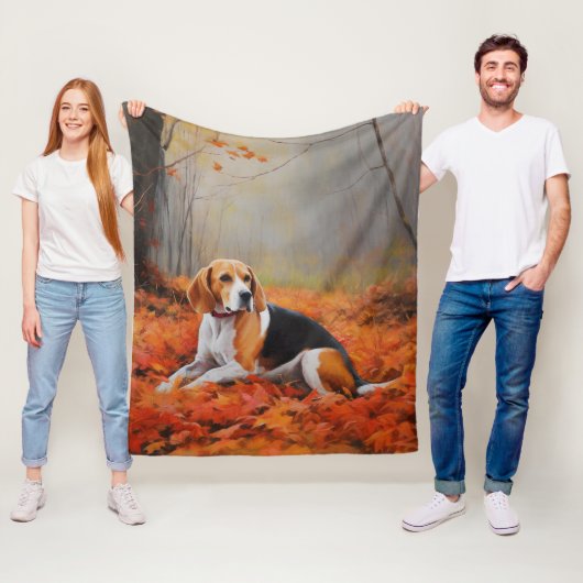 Beagle in herfst laat Herfst inspireren Fleece Deken (In situ)