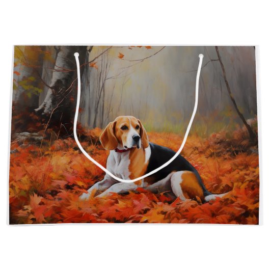 Beagle in herfst laat Herfst inspireren Groot Cadeauzakje (Voorkant)