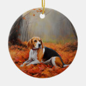 Beagle in herfst laat Herfst inspireren Keramisch Ornament (Voorkant)