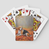 Beagle in herfst laat Herfst inspireren Pokerkaarten (Achterkant)