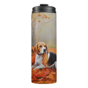 Beagle in herfst laat Herfst inspireren Thermosbeker