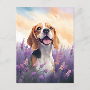 Beagle in Lavendel veld Briefkaart