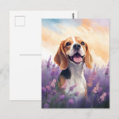 Beagle in Lavendel veld Briefkaart (Voorkant / Achterkant)